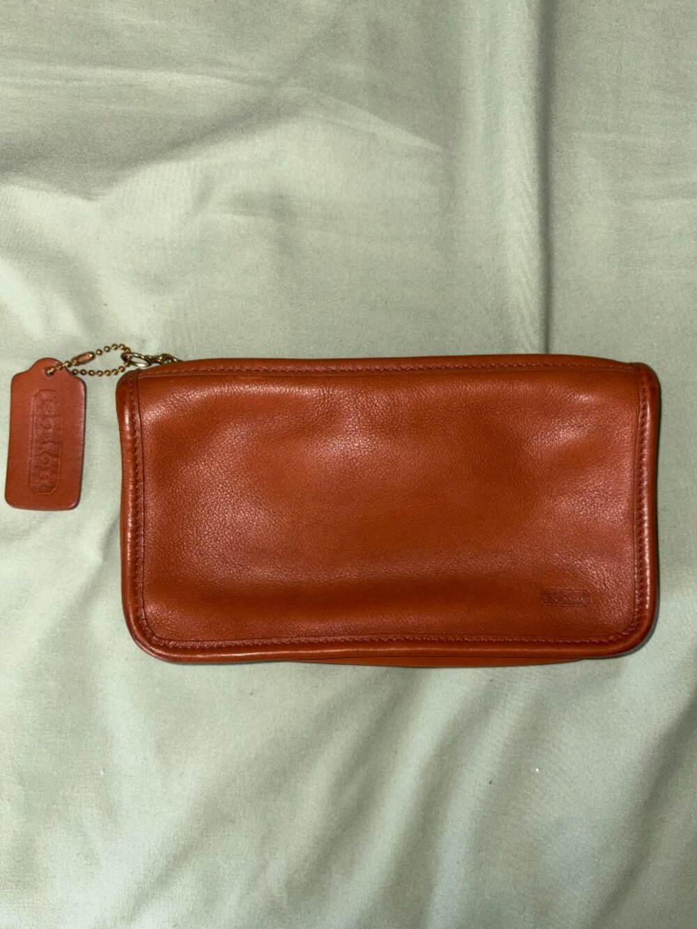 Vintage Coach British Tan Leather Cosmetic Pouch 7165